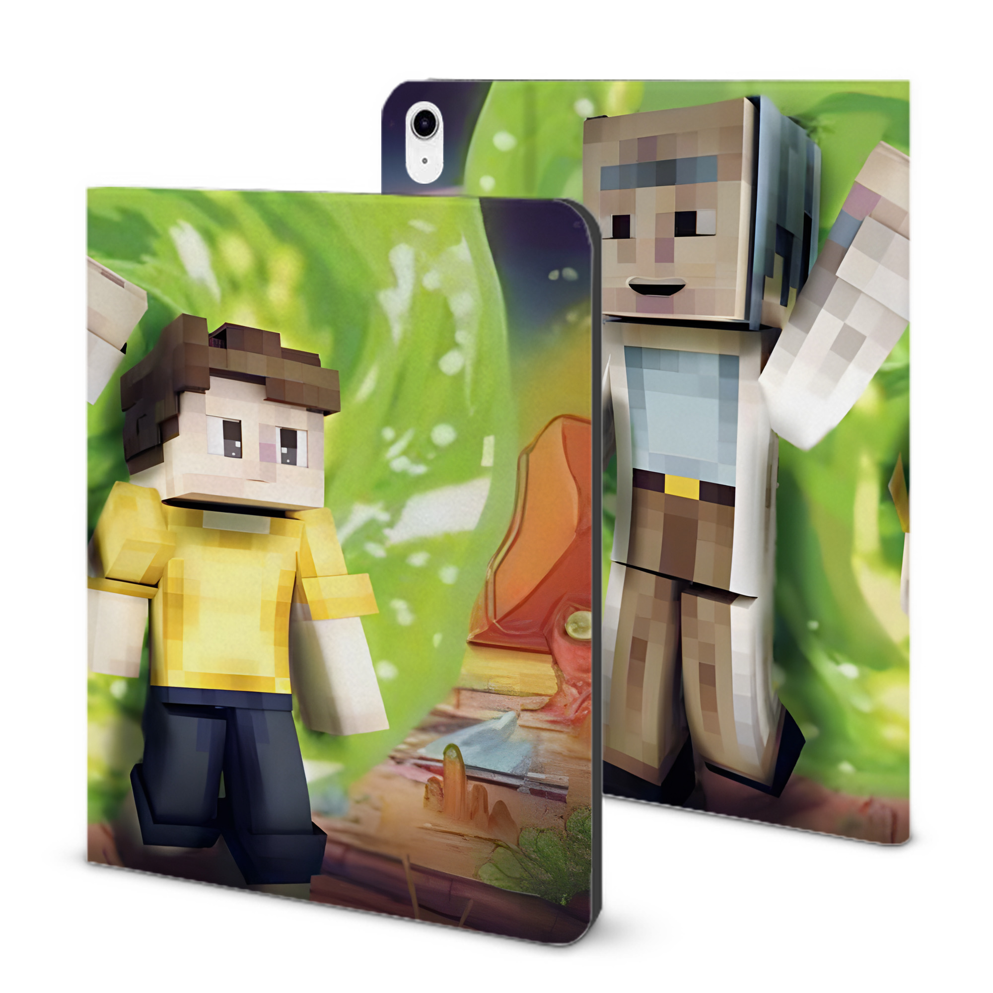 （画像用） マインクラフト ブロックの世界 Minecraft MC Block world IPad ケース ブック型 PUレザー TPU 耐衝撃 軽量 薄型 ペン収納なし 全面保護 IPad 各モデル対応